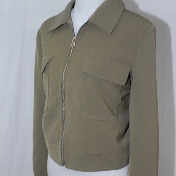 LNC Jacket Cropped 22” pit to pit Nine West Womens Large Army Green - Picture 3 of 8